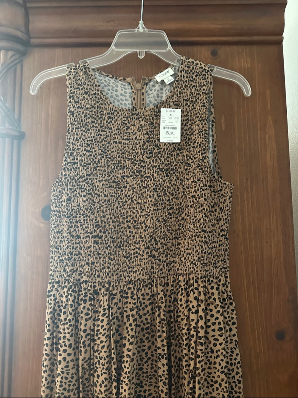J. Crew Tan and Black Leopard Print Sleeveless Dress